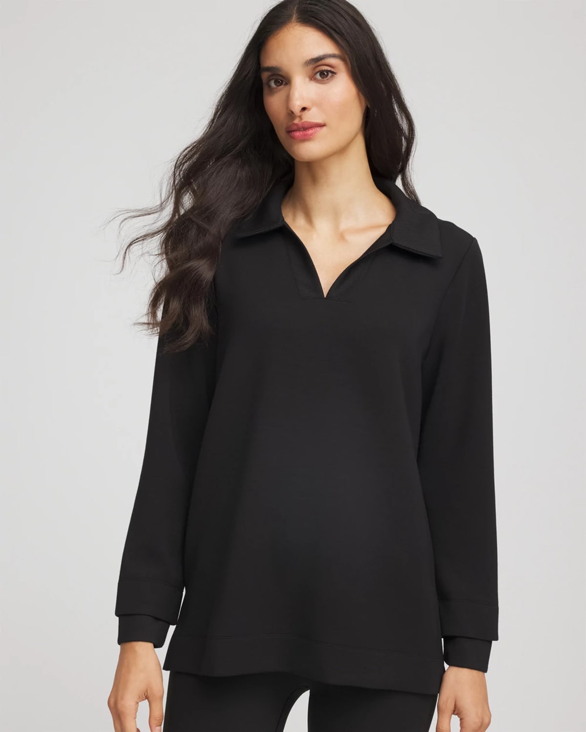 Chico's Scuba Collared Tunic In Black In Black
