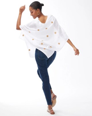 Embroidered Daisy Mesh Poncho