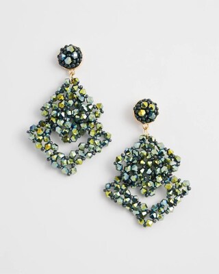 No Droop™ Blue-Green Jeweled Drop Earrings