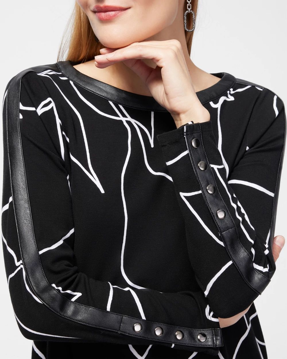 Ponte Faux Leather Inset Print Tunic
