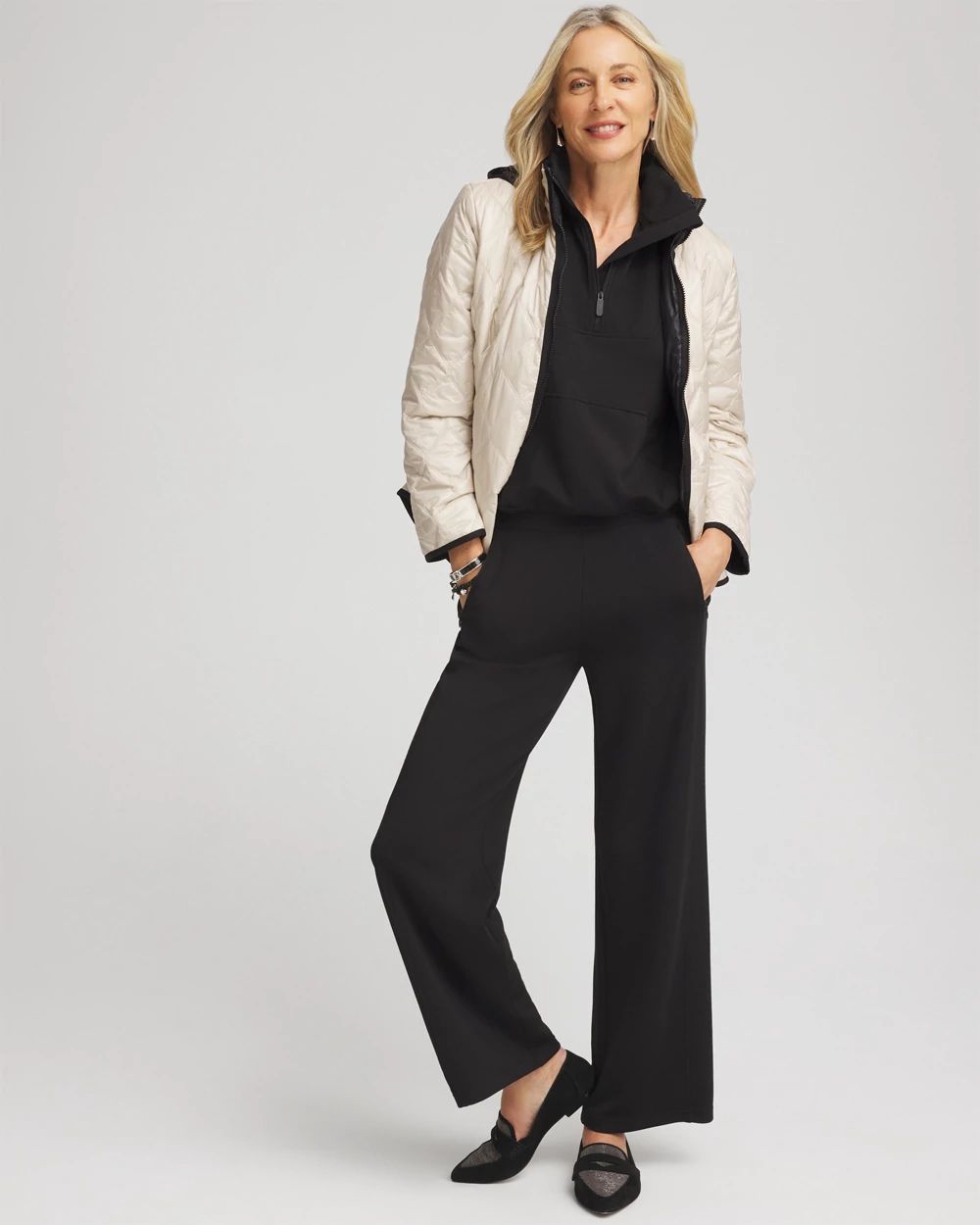 Zenergy® Scuba Ribbed Wide Leg Pants click to view larger image.