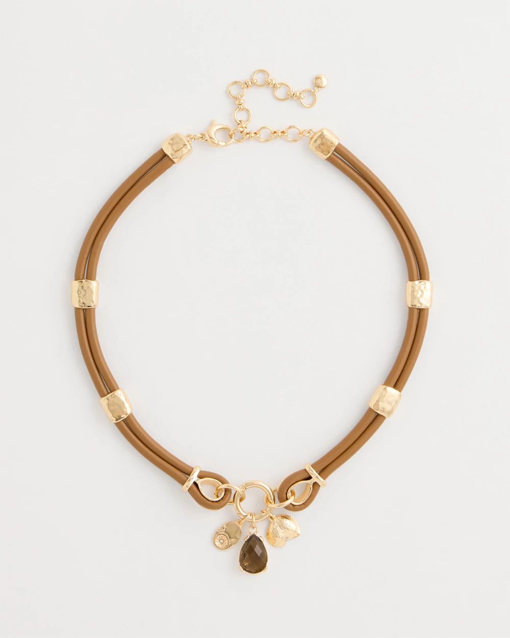 Faux Leather Charm Necklace