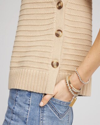 Pointelle Button Sweater Vest click to view larger image.
