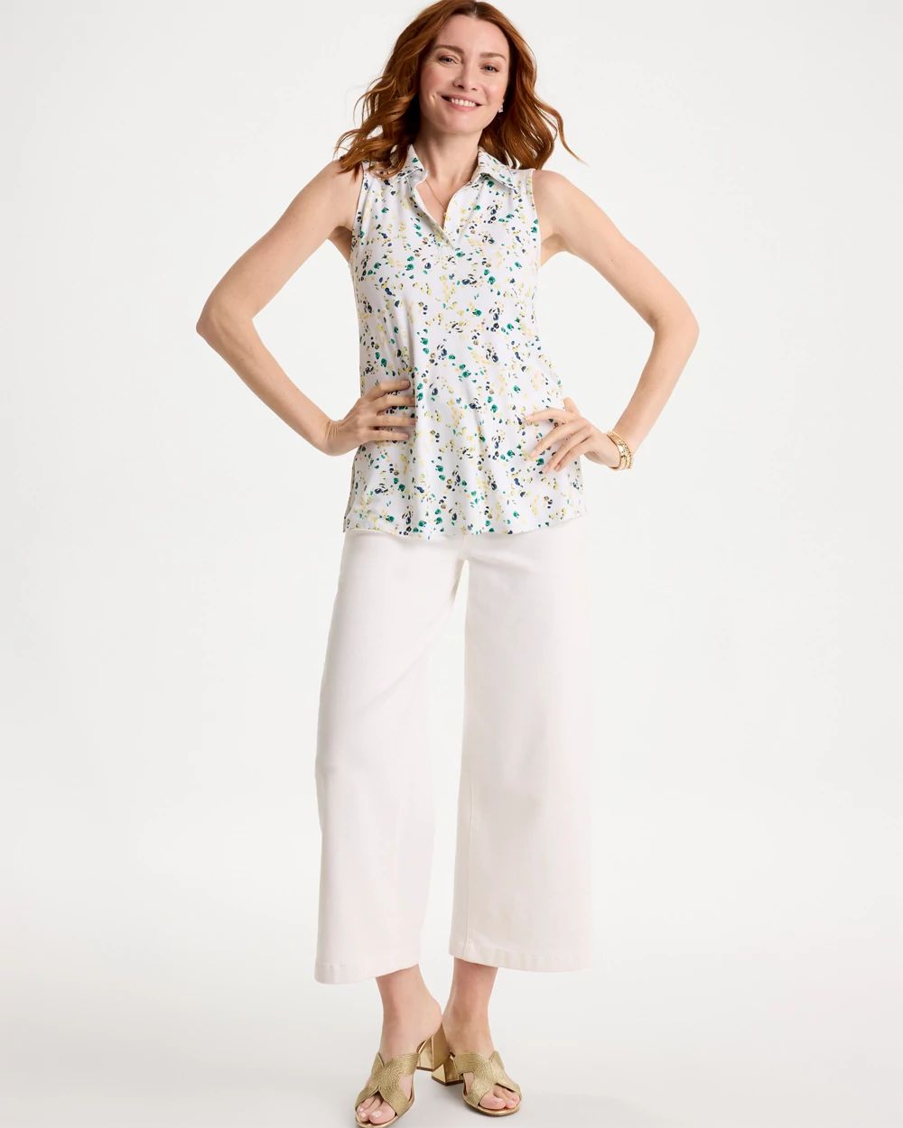 Printed Collared Tunic Tank click to view larger image.