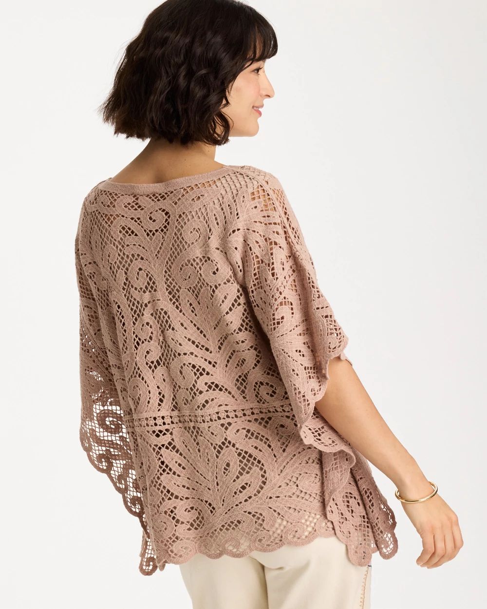 Cotton Crochet Lace Poncho click to view larger image.