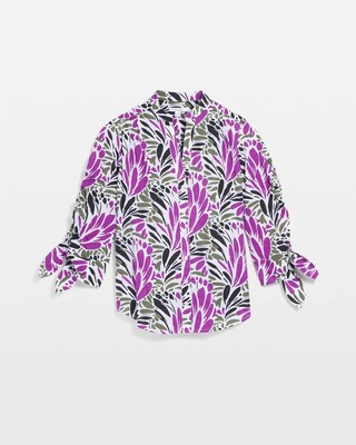 Ruched Sleeve Floral Blouse click to view larger image.