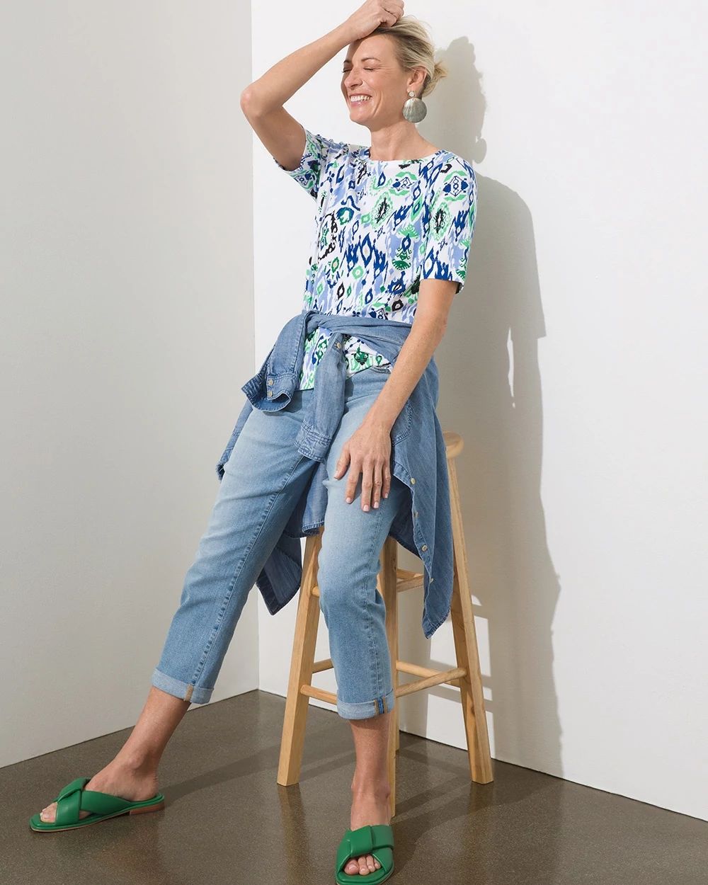 Ikat Pima Elbow Sleeve Tee