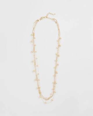 Multistrand Beaded Goldtone Necklace click to view larger image.