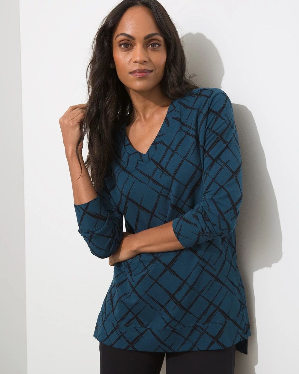 Zenergy Abstract Print V-neck Tunic