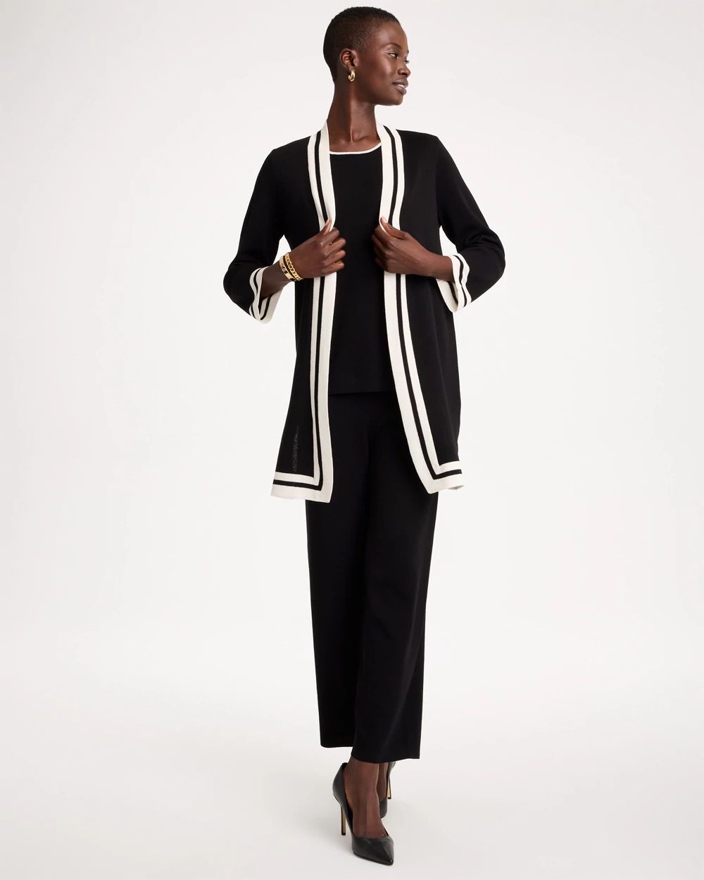 Travelers™ Tipped Long Sleeve Cardigan click to view larger image.