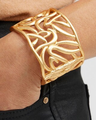 Textured Gold Tone Hinge Bracelet