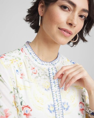 Floral Billow-Sleeve Blouse click to view larger image.
