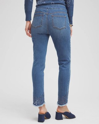 Eyelet Tulip Hem Pull-on Ankle Jeggings click to view larger image.