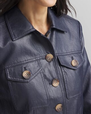 Crinkle Faux Leather Peplum Jacket click to view larger image.