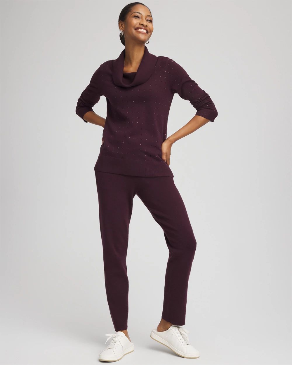 Zenergy® Luxe Diamante Cowlneck Tunic click to view larger image.