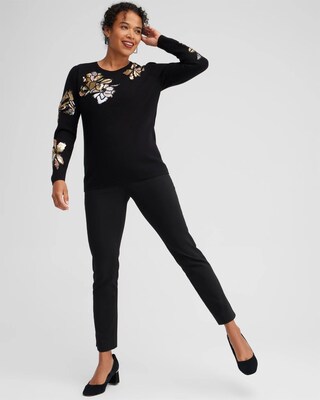 Floral Sequin Pullover Sweater