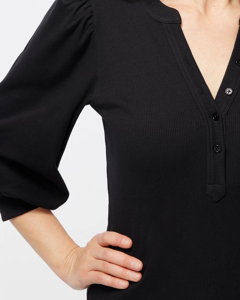 Rib Knit Henley Tee