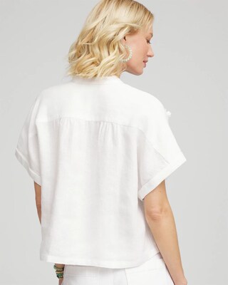 Embroidered Dolman Sleeved Linen Blouse click to view larger image.
