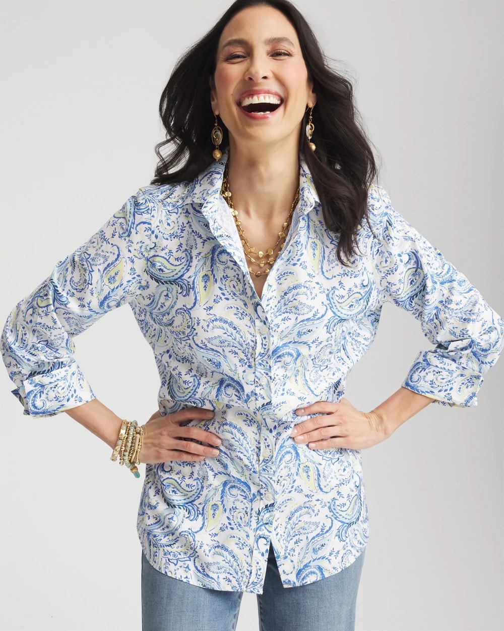 No Iron™ Paisley Print Stretch Shirt