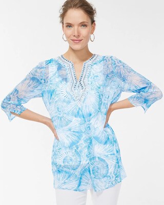Shell Print Embellished Tunic