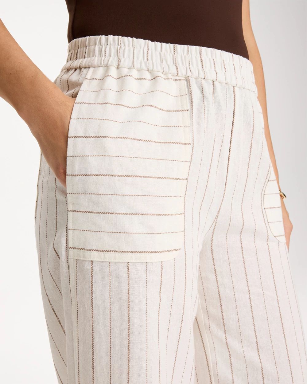 Pinstriped Linen-Cotton Crop Pant click to view larger image.