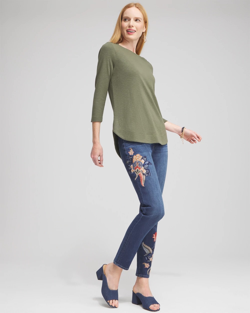 Button Trim Ribbed Tunic