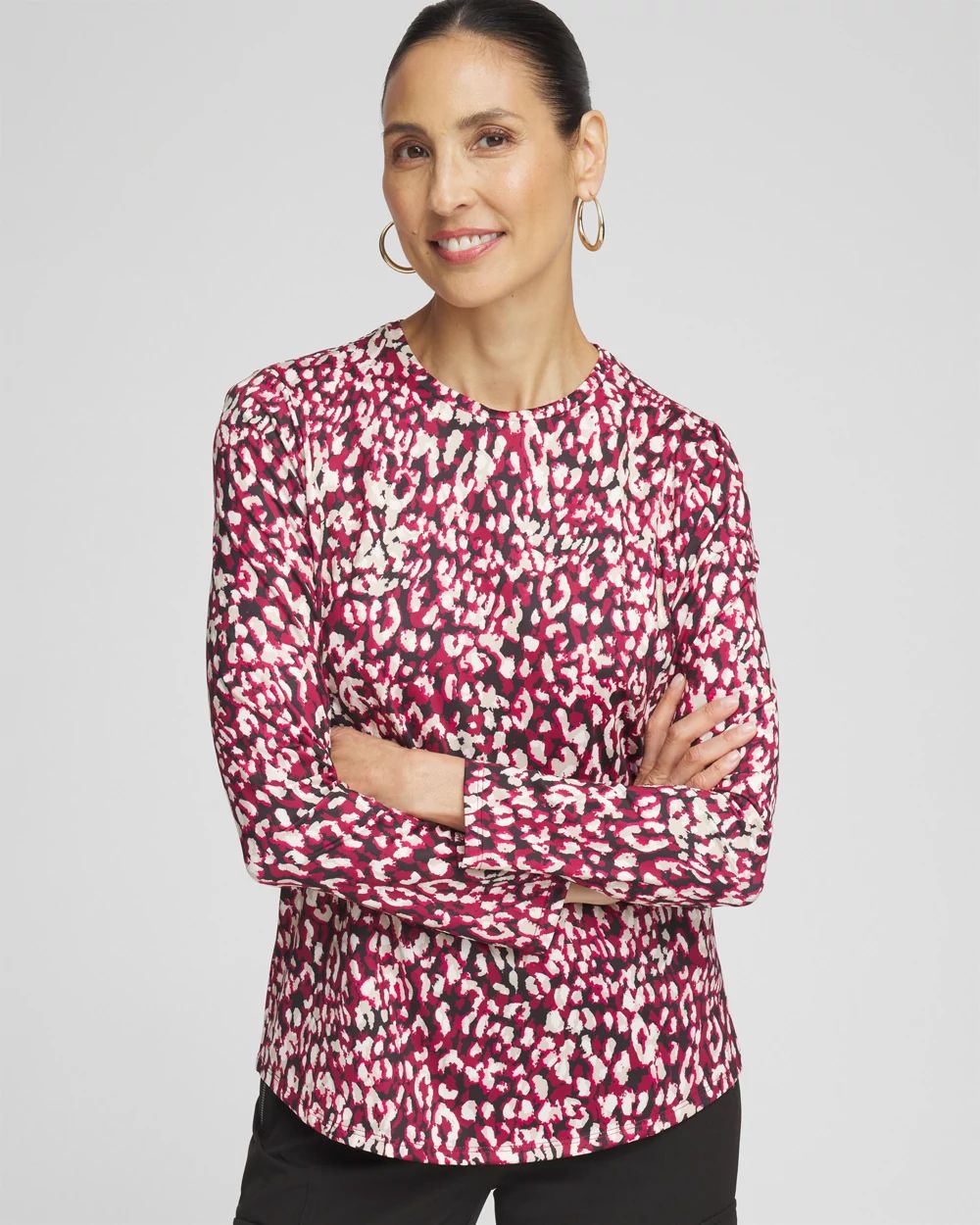 Zenergy® UPF Leopard Print Long Sleeve Sun Tee