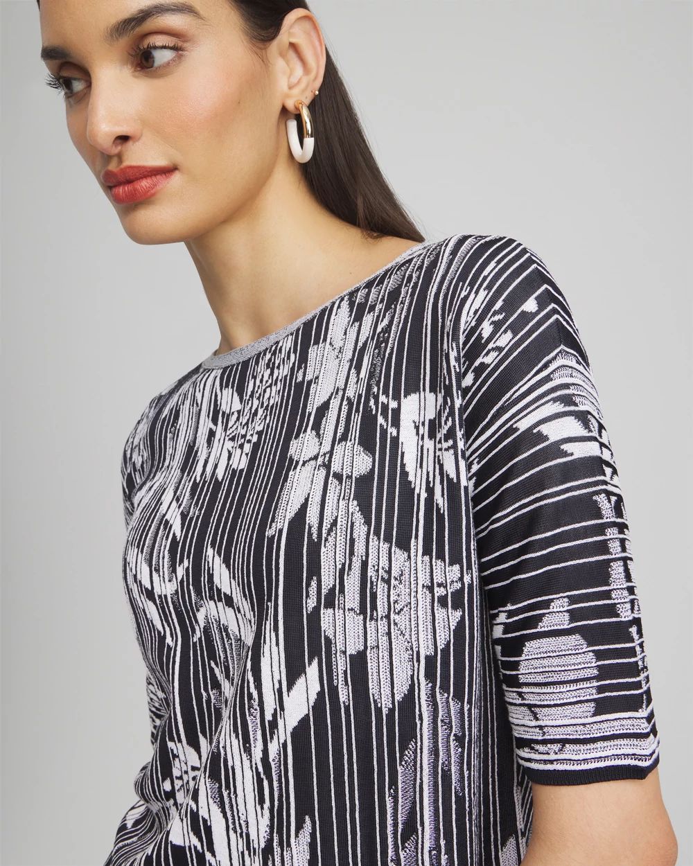 Floral Jacquard Dolman Sweater