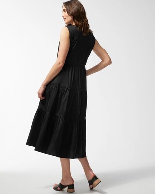 Black Label Poplin Tiered Maxi Dress