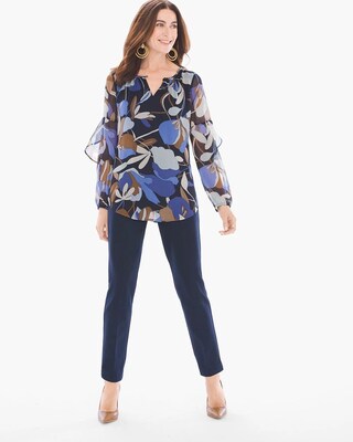 Floral Flutter-Sleeve Top