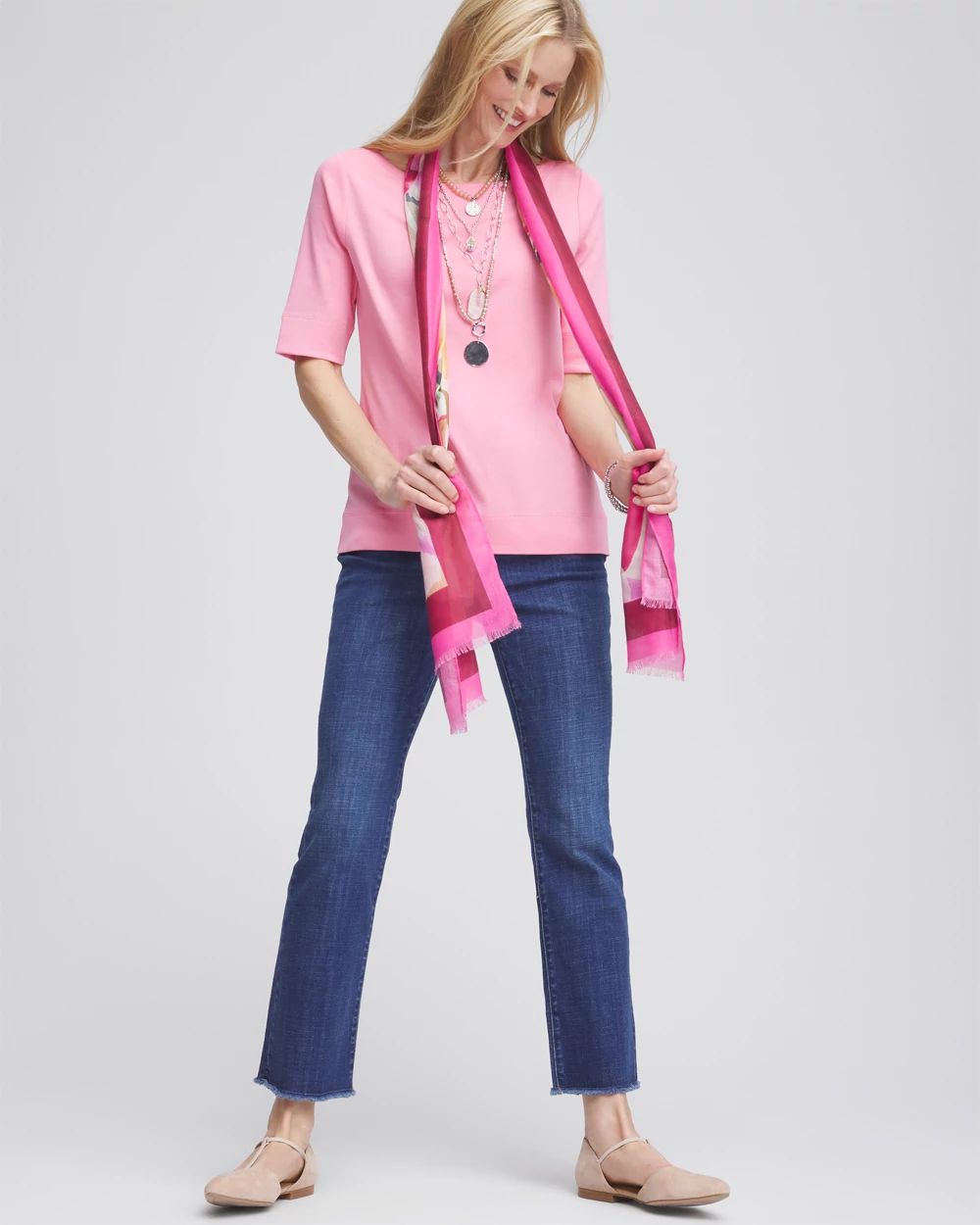 Pima Cotton Bateau-Neck Tee click to view larger image.