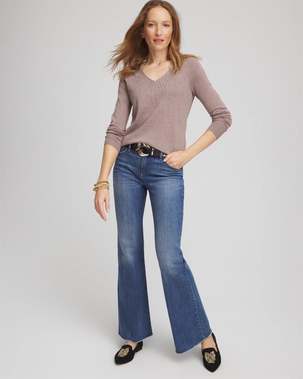 Ella Embellished V-Neck Sweater