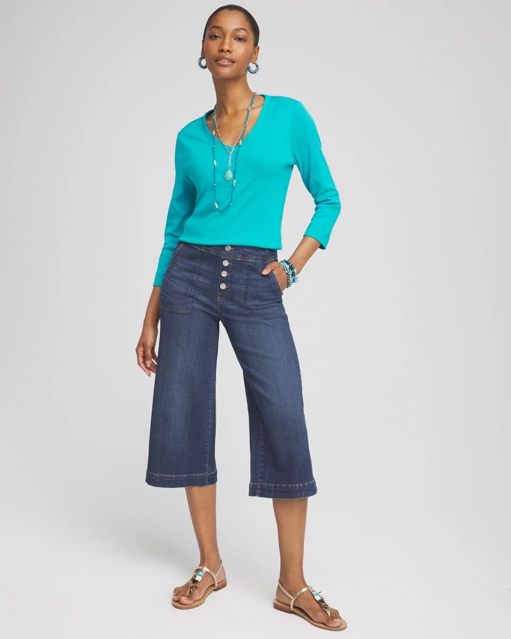 Everyday 3/4 Sleeve V-Neck Tee