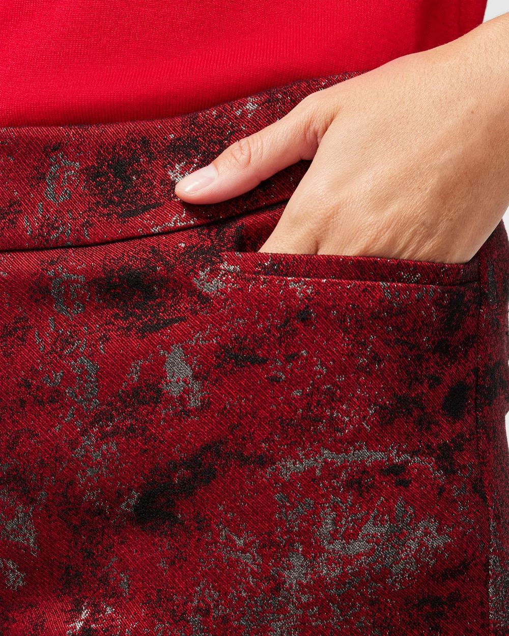 Brigitte Red Lurex Jacquard Pants