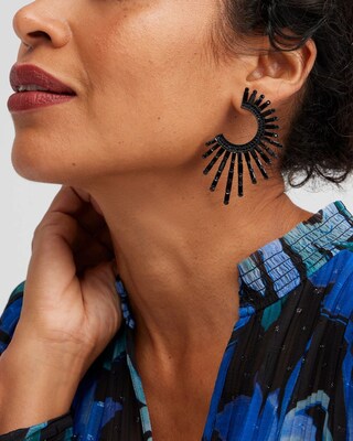 Black Glitzy Hoop Earrings
