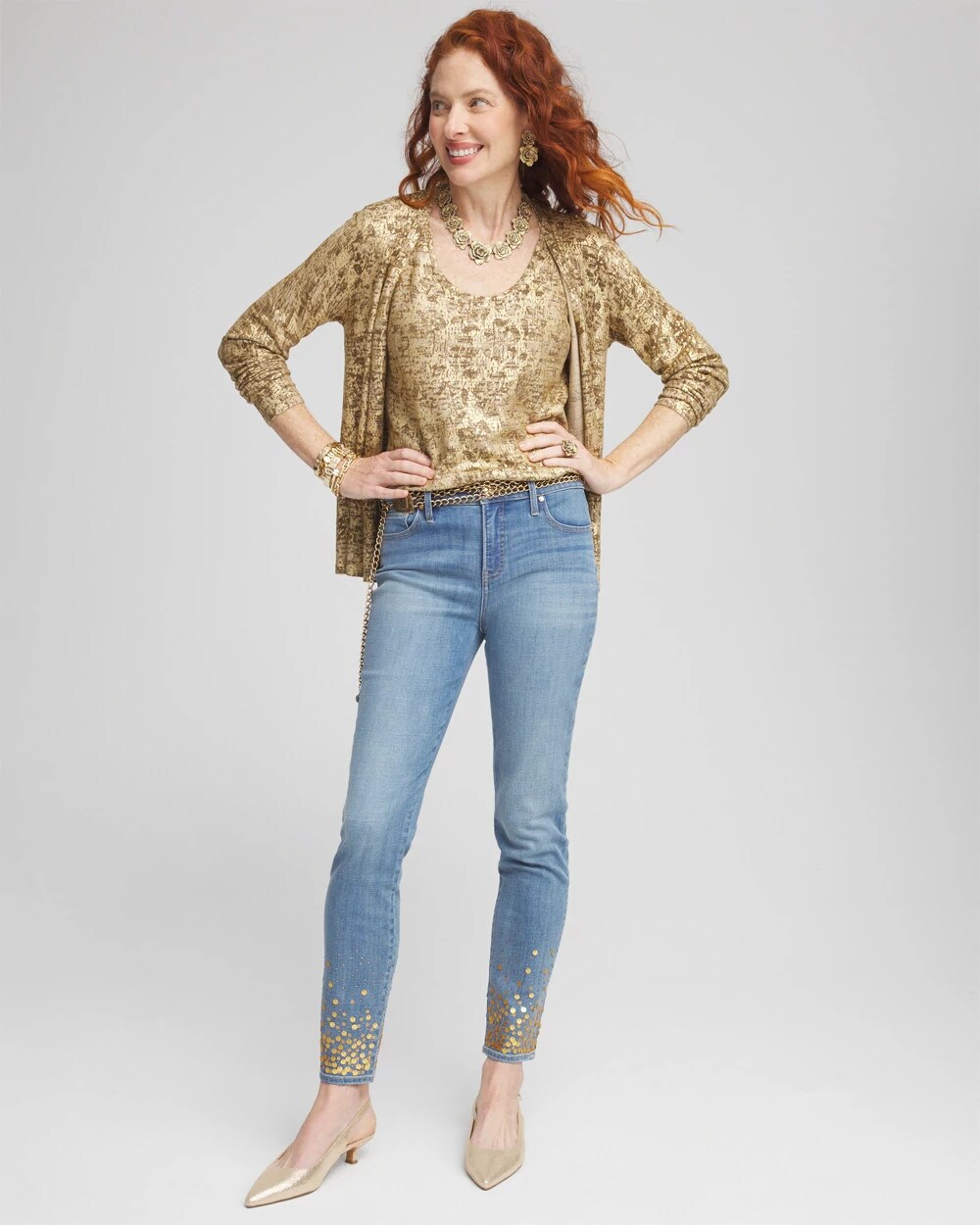 Girlfriend Sequin Ankle Jeans