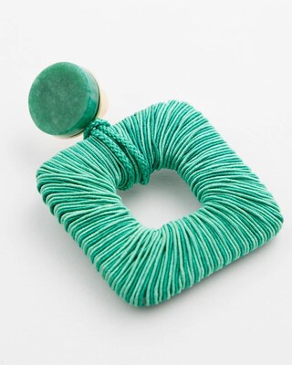 Green Square Earrings