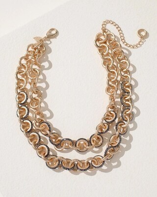 Black & Goldtone Multistrand Necklace