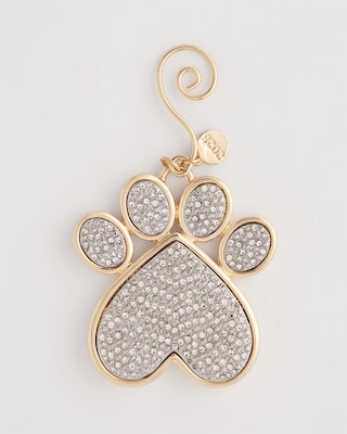 Pave Rhinestone Dog Paw Ornament