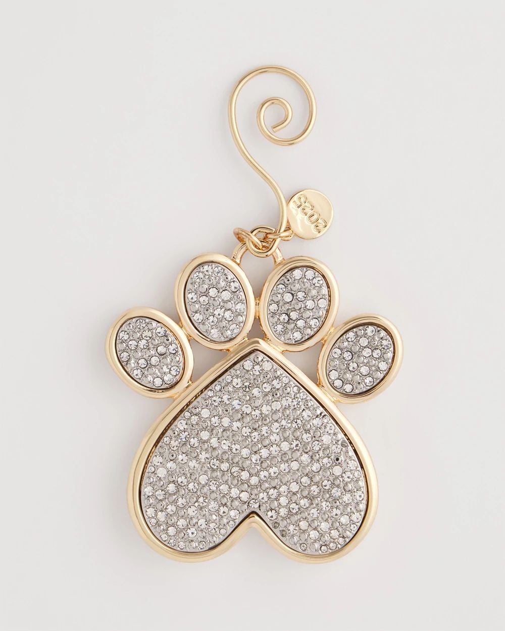 Pave Rhinestone Dog Paw Ornament