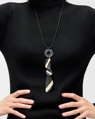 Black & Gold Foil Pendant Necklace