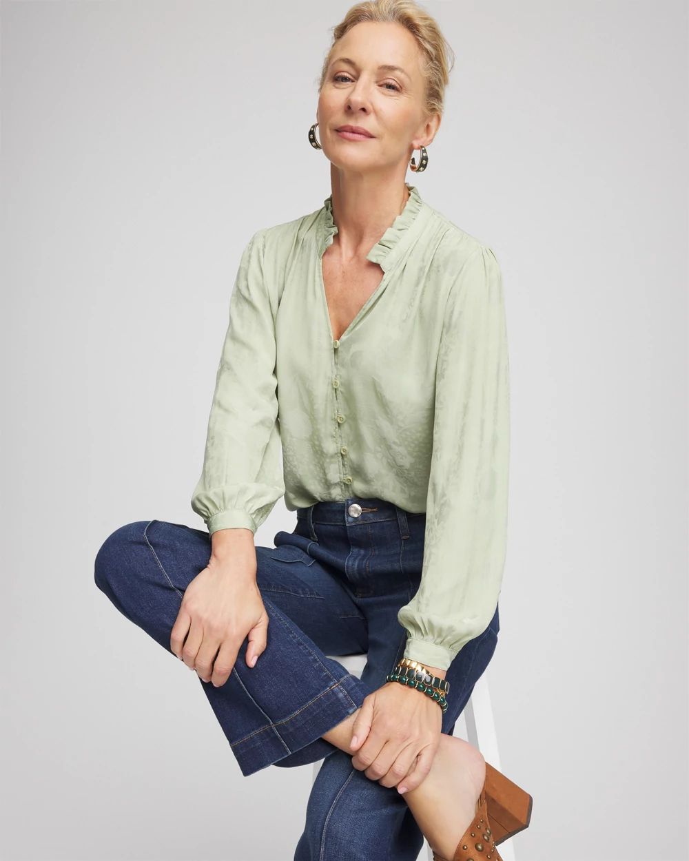 Floral Georgette Peasant Blouse