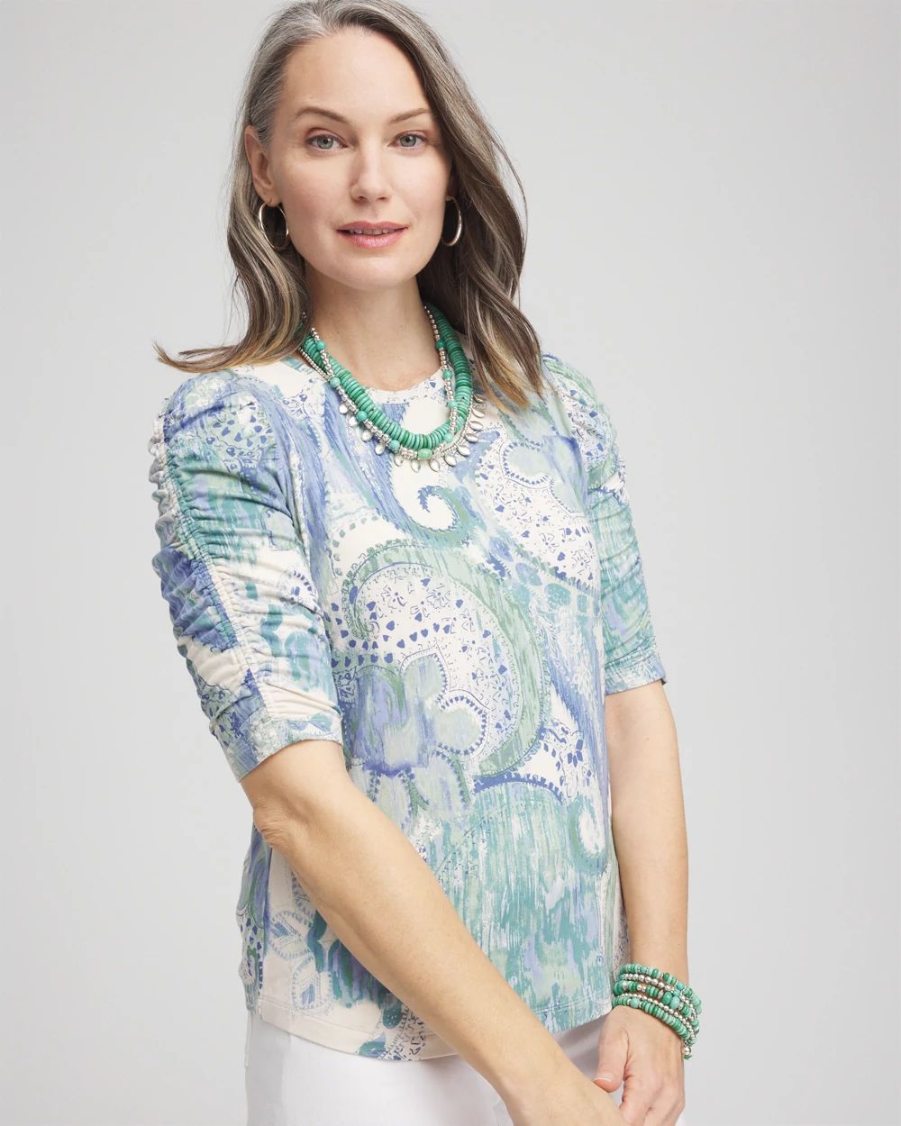 Touch of Cool™ Ruched-Sleeve Tee