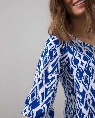 Ikat 3/4 Puff Sleeve Slub Tee