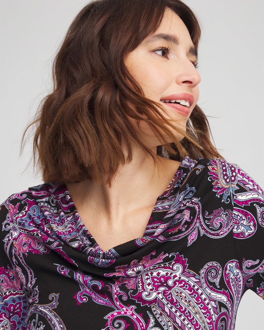 Touch of Cool™ Paisley Cowl Neck Tee