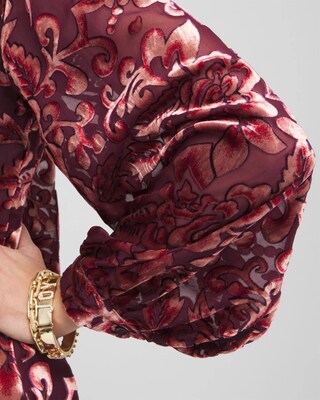 Velvet Blouson Sleeve Blouse click to view larger image.