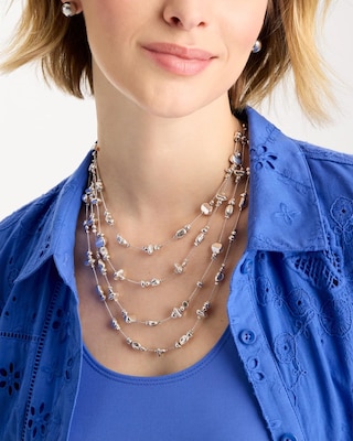 Silvertone Nugget Illusion Necklace click to view larger image.