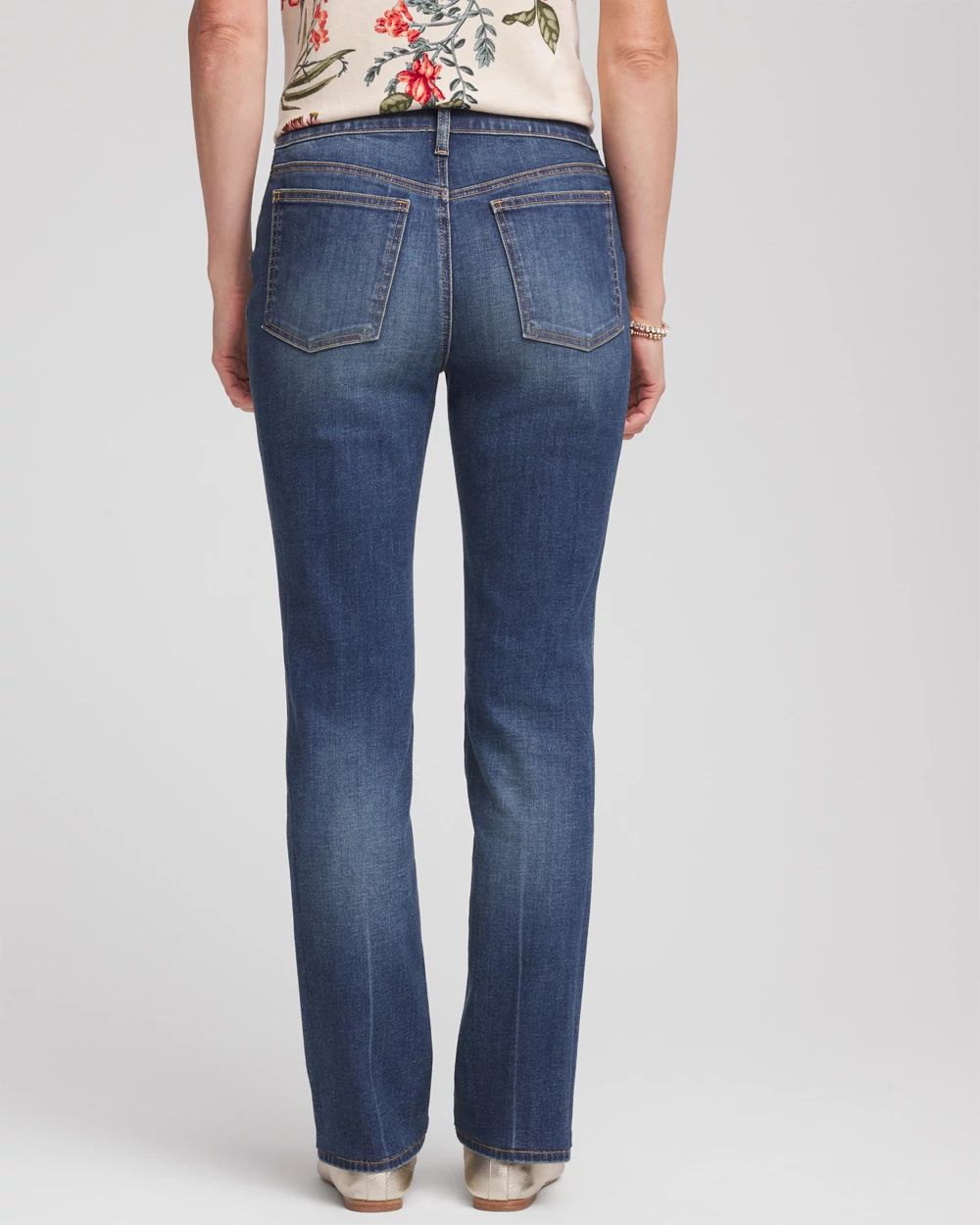 Dark Wash Pull-On Straight-Leg Jeans