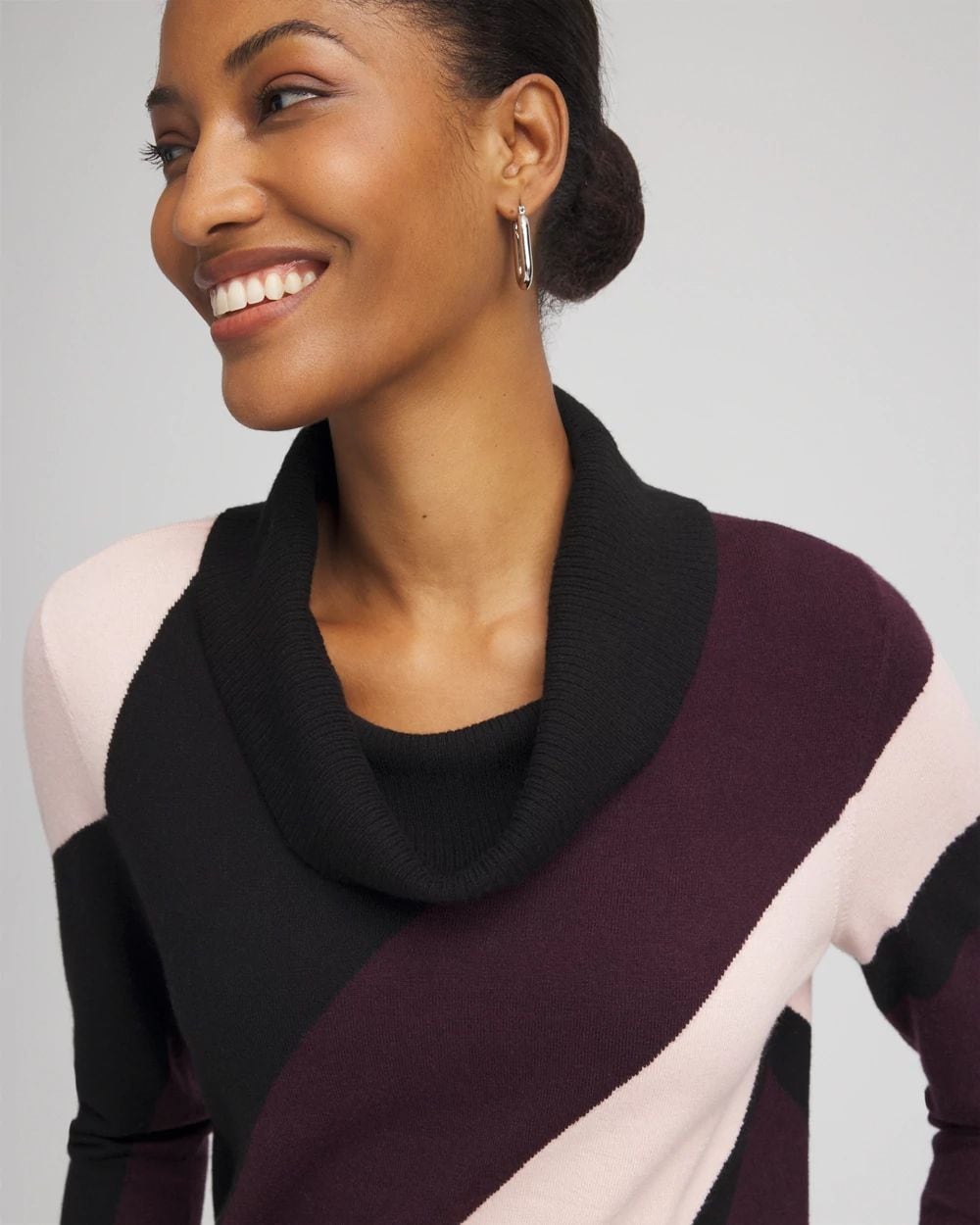 Zenergy® Luxe Intarsia Cowlneck Top click to view larger image.
