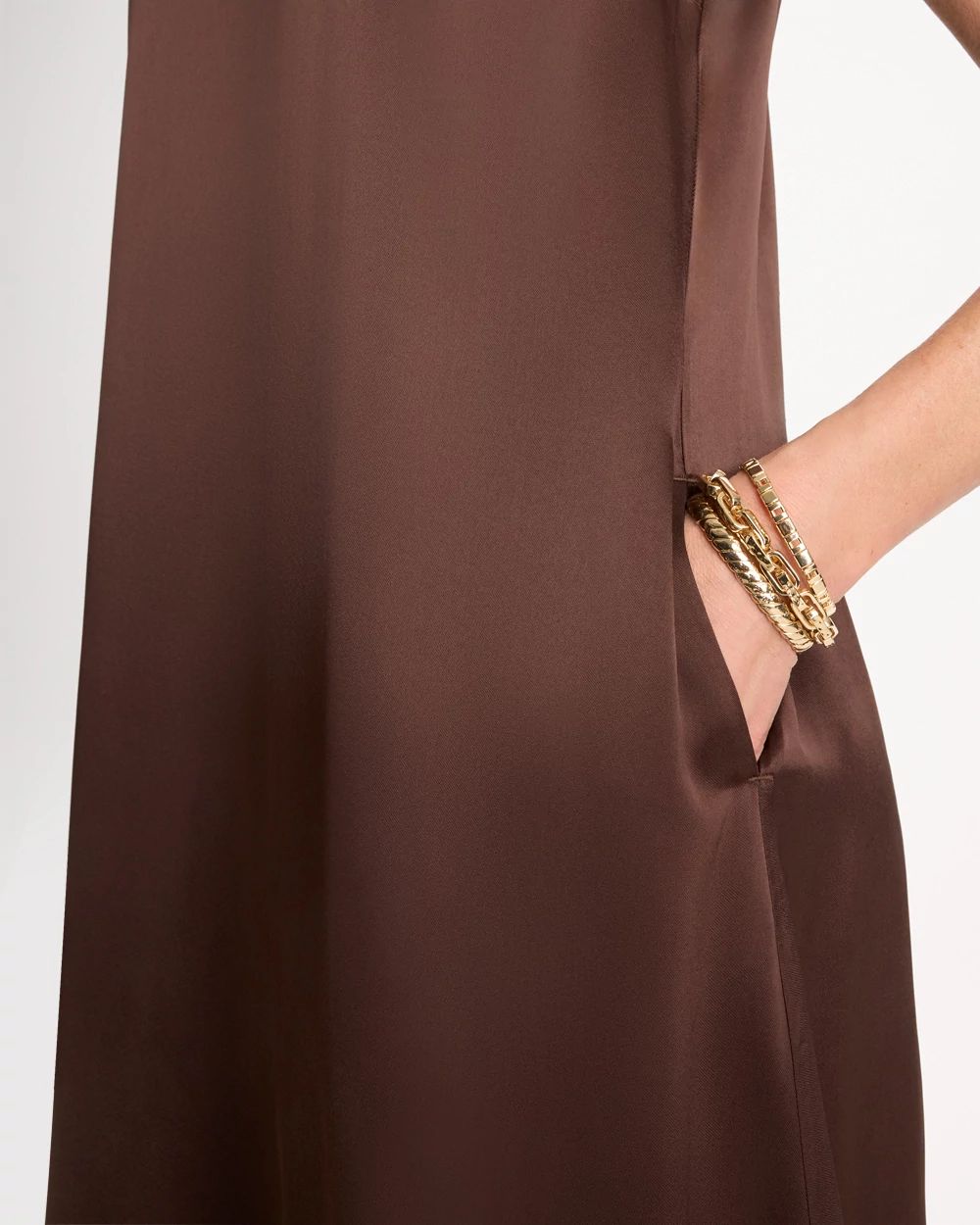 Faux Satin Sleeveless Dress click to view larger image.